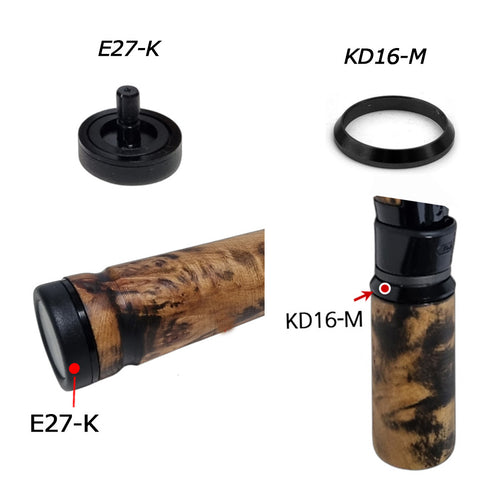 Natural Wood Fuji IPSM16 Black Spinning Rear Grip Kit (BA) Free Beeswax