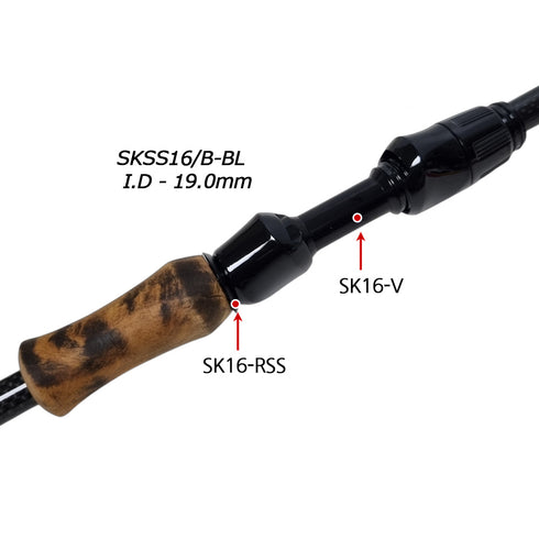 Natural Wood Split Rear Grip Kit Fuji SKSS16 Black Spinning (BB) Free Beeswax
