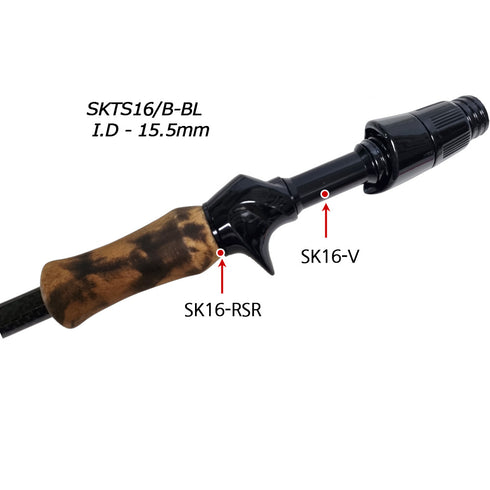 Natural Wood Split Rear Grip Kit Fuji SKTS16 Black Bait (BC) Free Beeswax