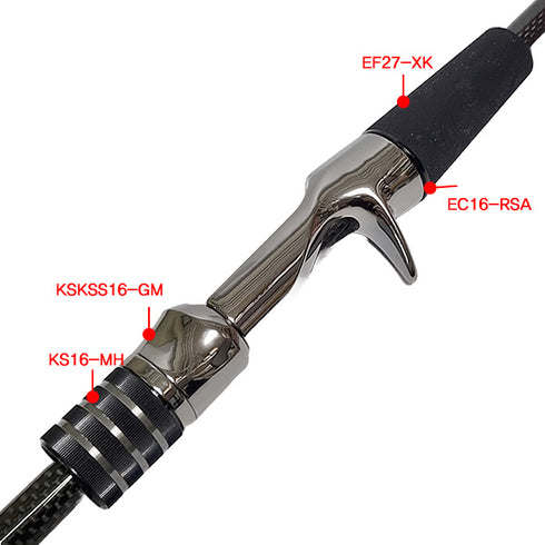 Fuji Bait Casting Reel Seats (ECSM16-GM) -PVD Plated High Gloss Gunmetal, Body only