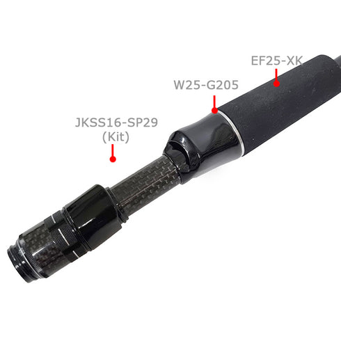 JKSS16 Split Spinning Reel Seats Kit (JKSS16-SP29) Black Bonded Nut included