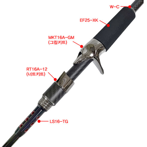 MK16 Split Bait Reel Seat KIT (MKTS16A-GM) - PVD Plated High Gloss Gunmetal-Bonding Completed