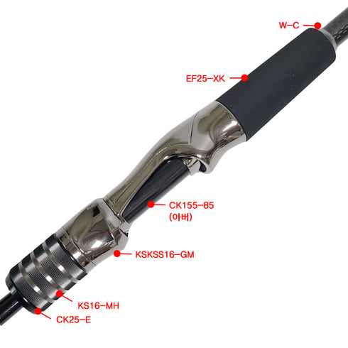 Spinning Reel Seats (RCHS16) - PVD Plated High Gloss Gunmetal, Body only