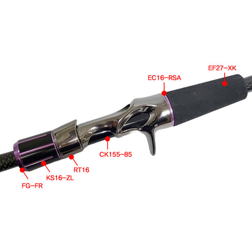 Bait Casting Reel Seats (RFBB16-GM) - PVD Plated High Gloss Gunmetal, Body only