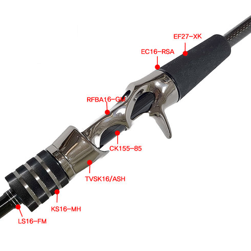 Bait Casting Reel Seats (RFBB16-GM) - PVD Plated High Gloss Gunmetal, Body only