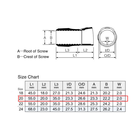 Fuji Hood Nut for 20 Size Reel Seats (DPSLD20/ASH) - Long