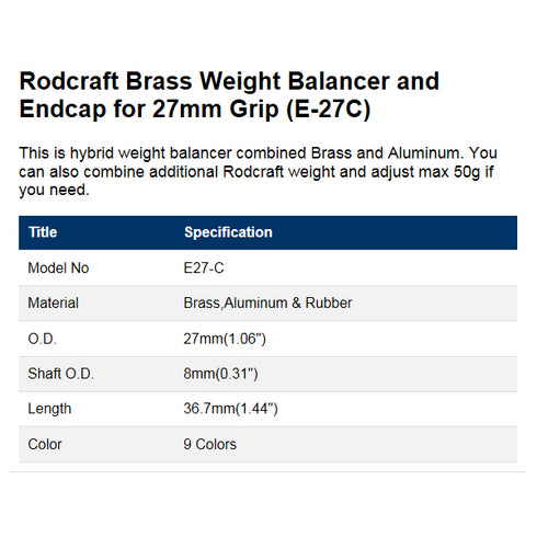 Rod Butt Caps with Brass Weight Balancer (E-27C)