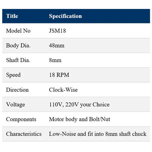 Jadrak T-SYSTEM Low Speed 18RPM Motor (JSM18)
