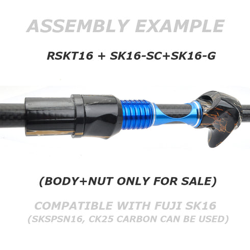 Split Casting Reel Seats (RSKT16-BM) - Black Marble, Nut Included