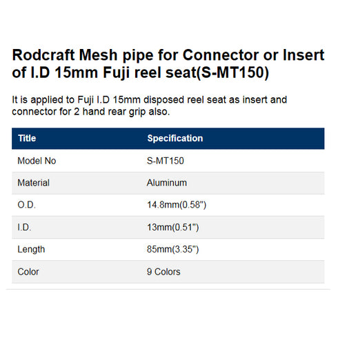 Connector or Insert of I.D 15mm Fuji Reel seats (CK15-MT)