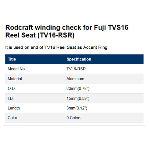 Winding Check for Fuji TVS16 Reel Seats (TV16-RSR)